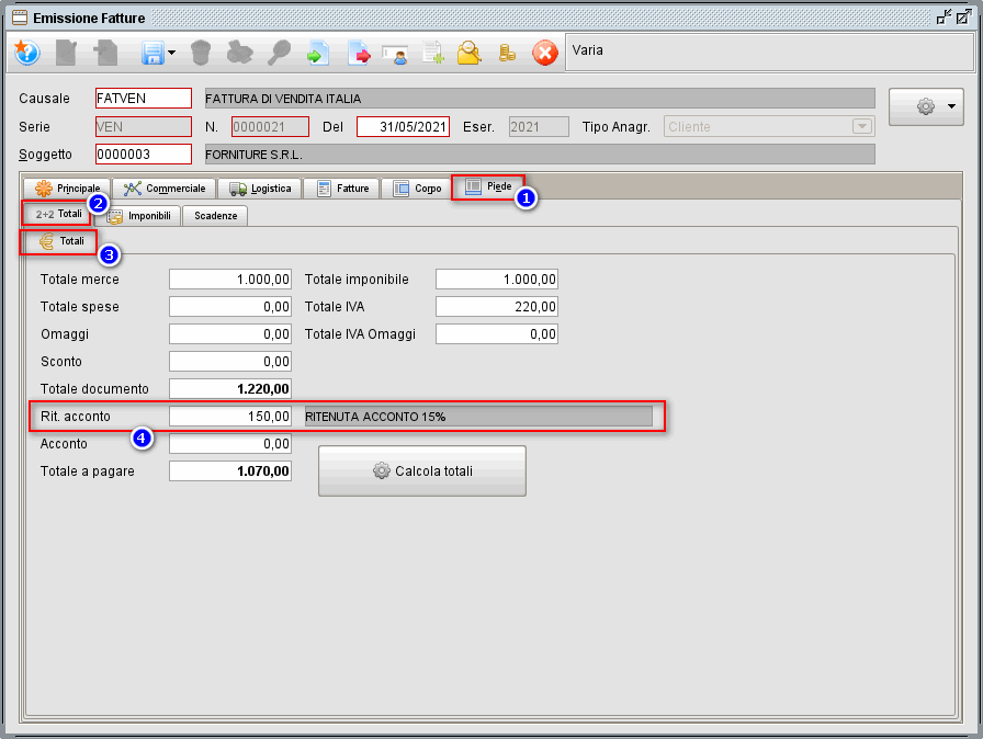 Come Emettere Fatture Con Ritenuta D'acconto | Manuale Atlantis Evo